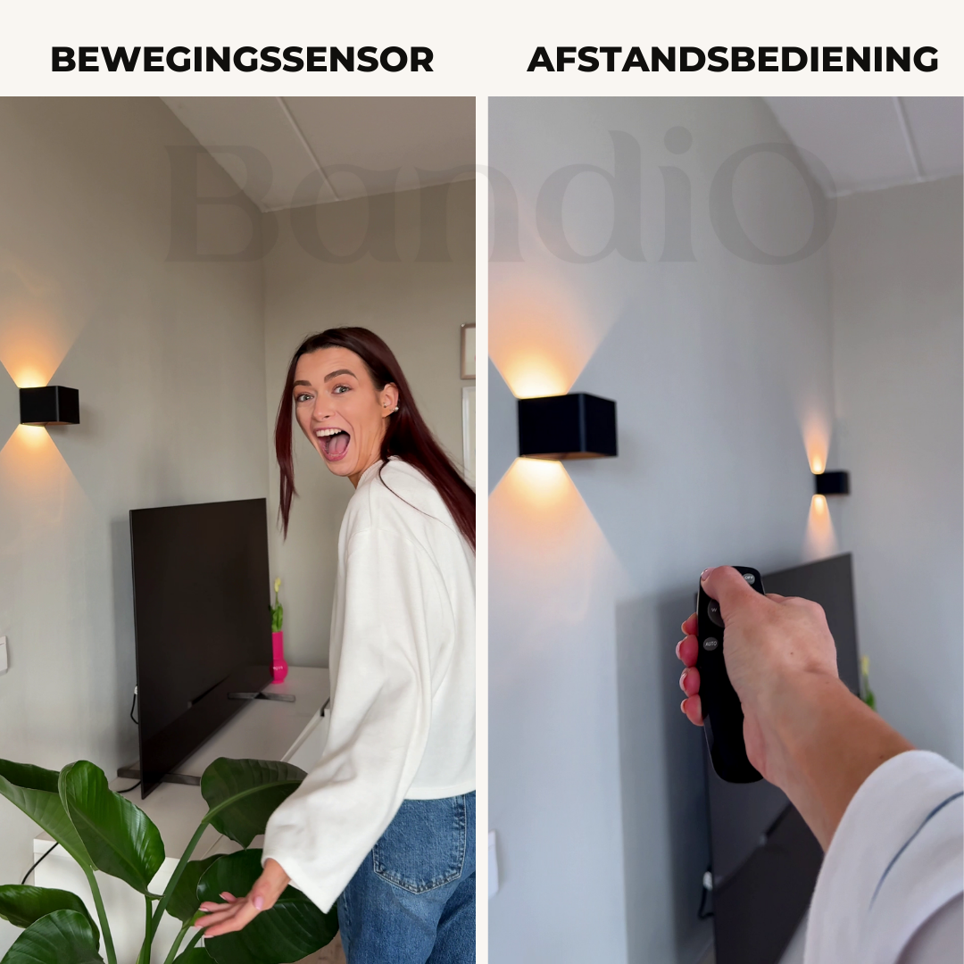 Wandlamp oplaadbaar met sensor en afstandsbediening zwart