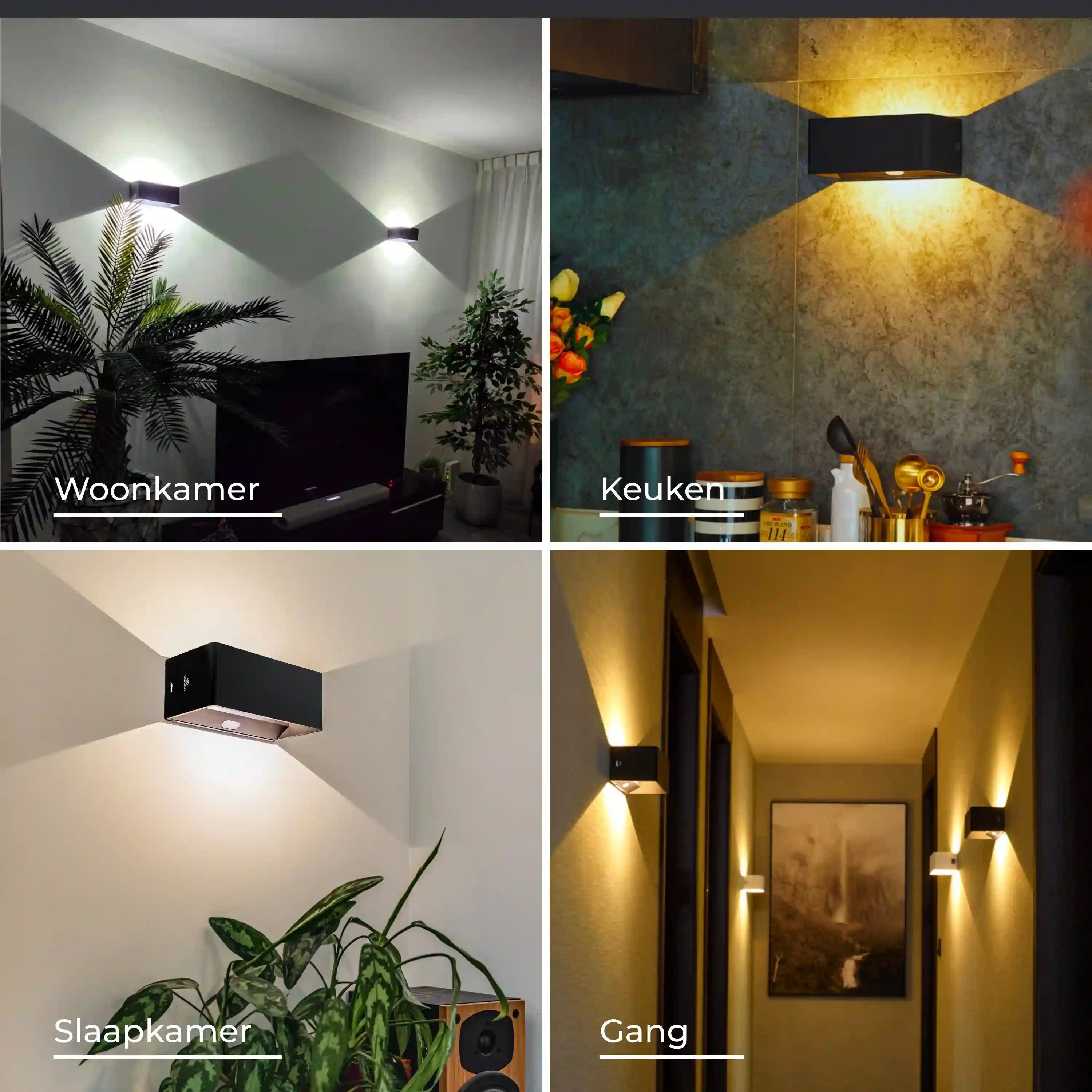 Wandlamp oplaadbaar met sensor en afstandsbediening zwart