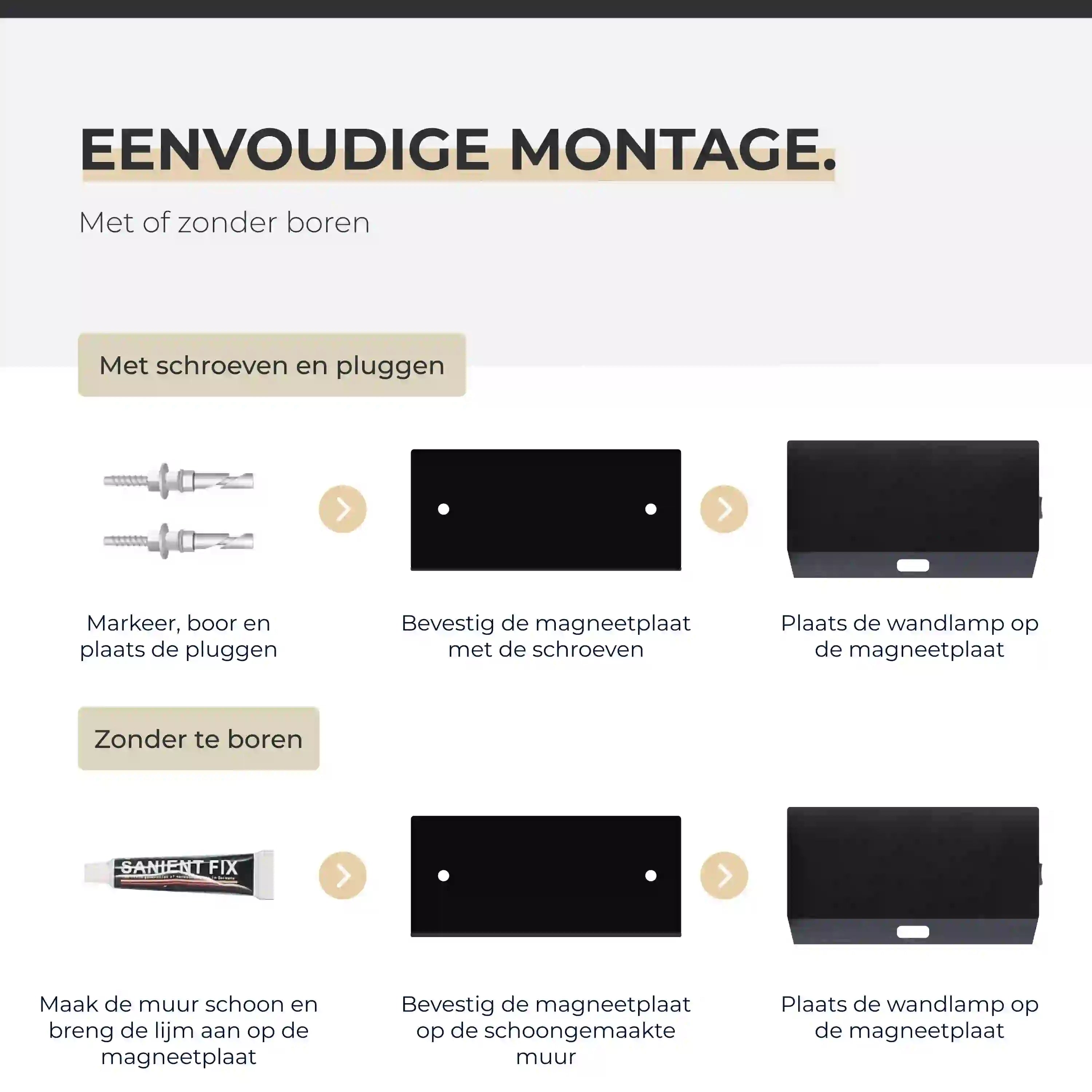 Wandlamp oplaadbaar met sensor en afstandsbediening zwart