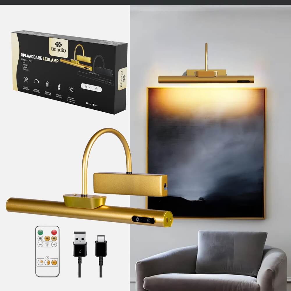 Schilderijlamp oplaadbaar goud