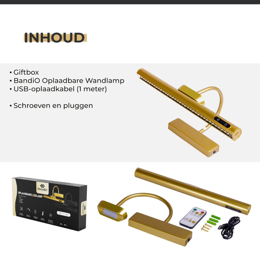 Schilderijlamp oplaadbaar goud