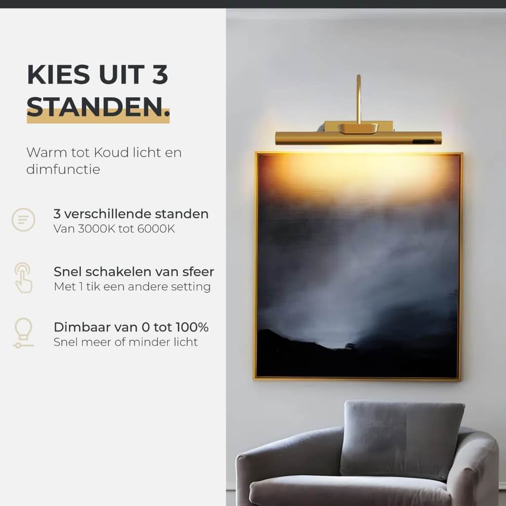 Schilderijlamp oplaadbaar goud