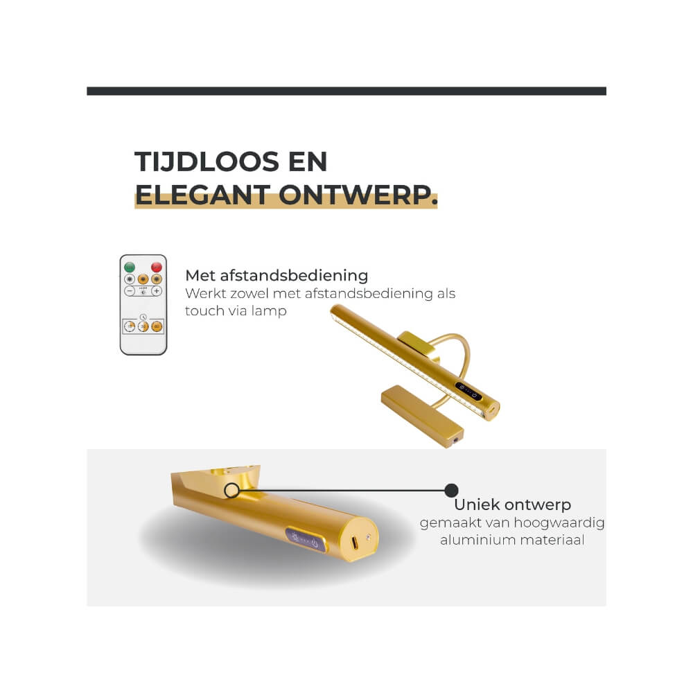 Schilderijlamp oplaadbaar goud