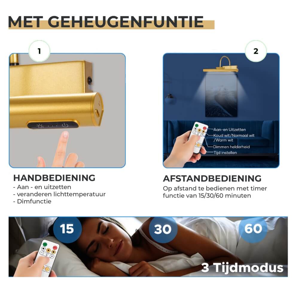 Schilderijlamp oplaadbaar goud