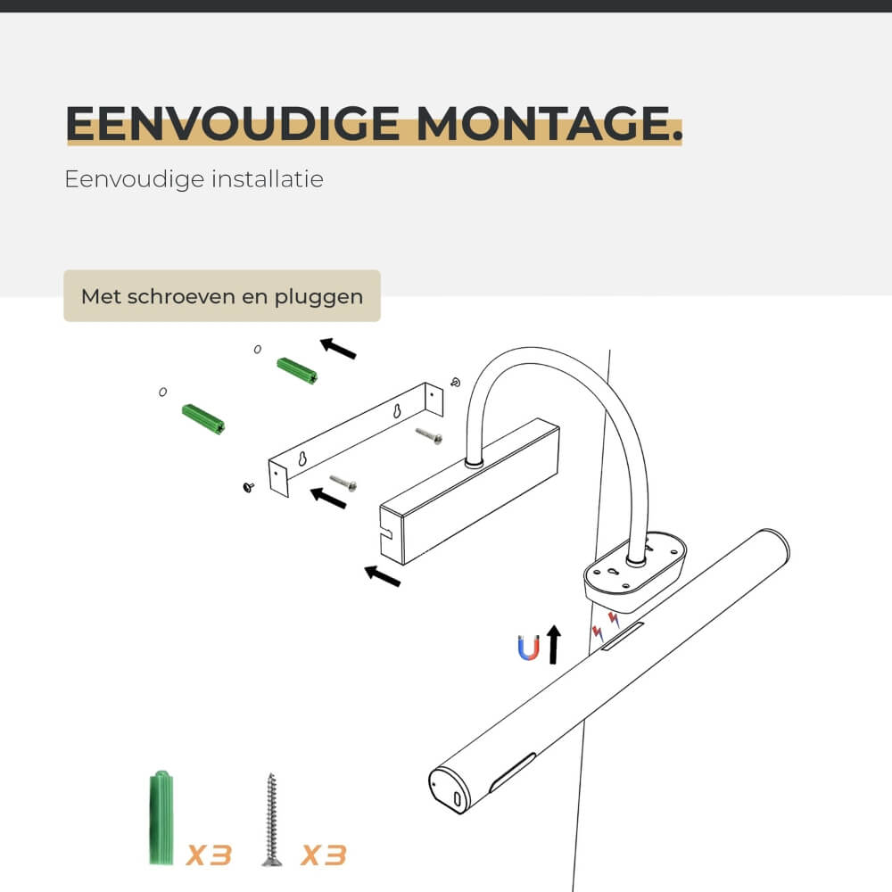 Schilderijlamp oplaadbaar goud