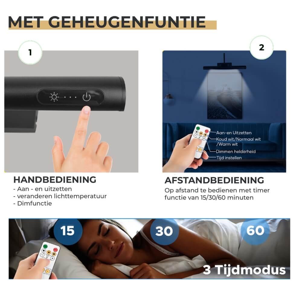 Schilderijlamp oplaadbaar zwart