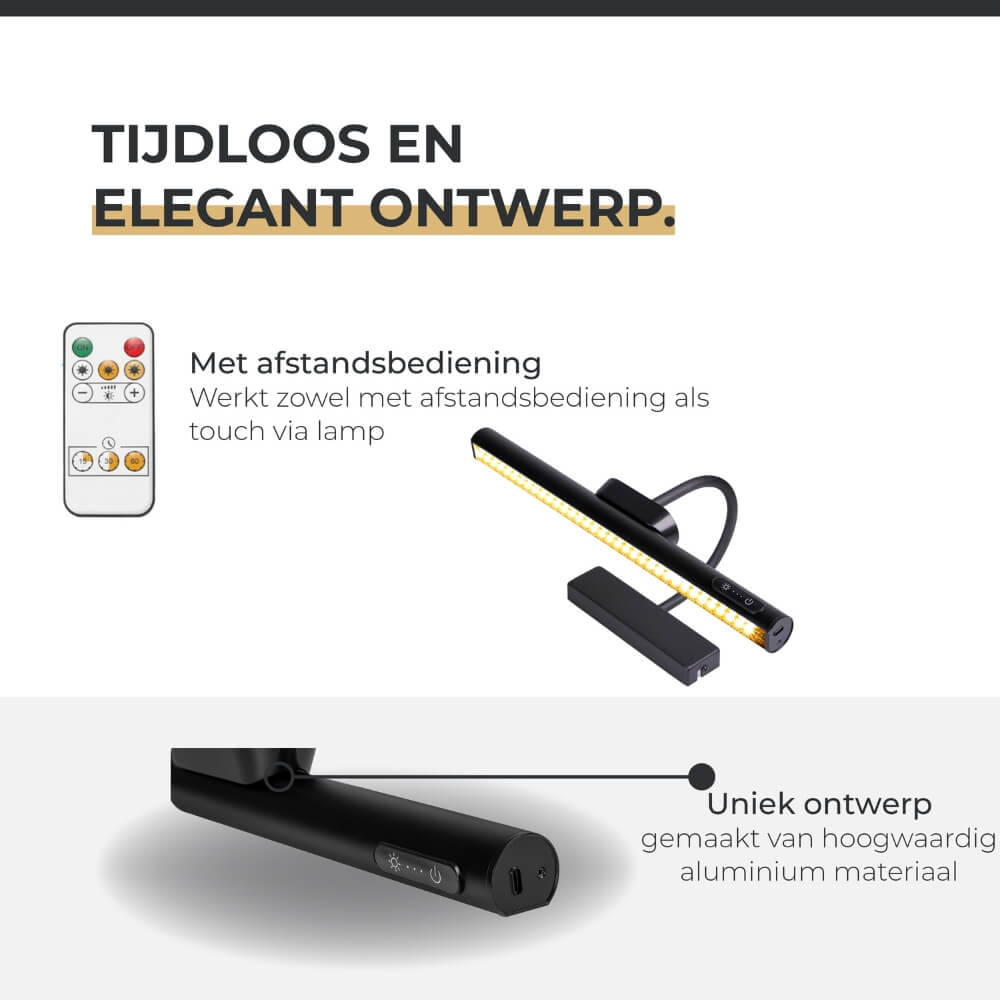 Schilderijlamp oplaadbaar zwart