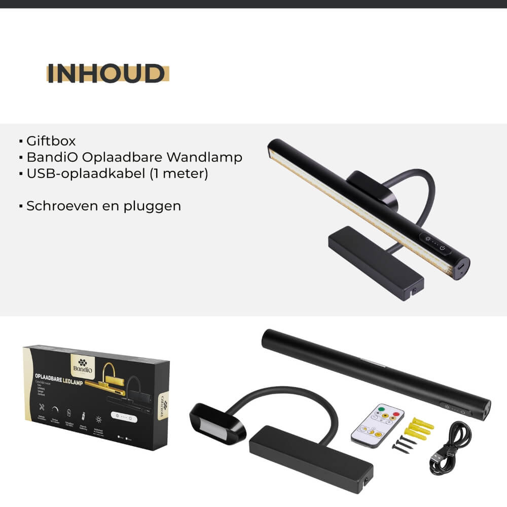 Schilderijlamp oplaadbaar zwart