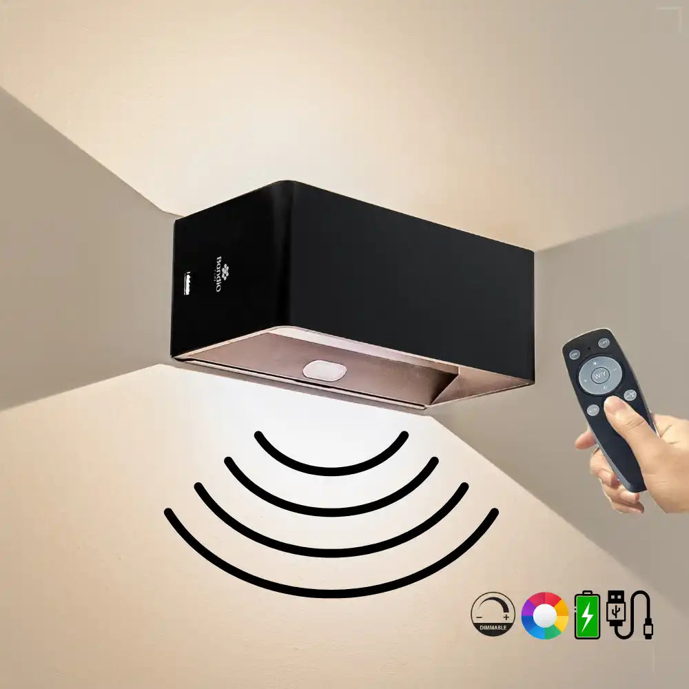 Wandlamp oplaadbaar met sensor en afstandsbediening zwart