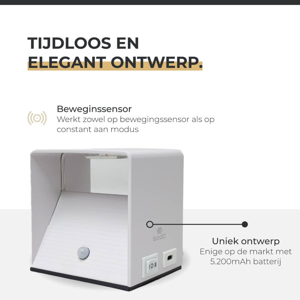 Wandlamp oplaadbaar met sensor wit