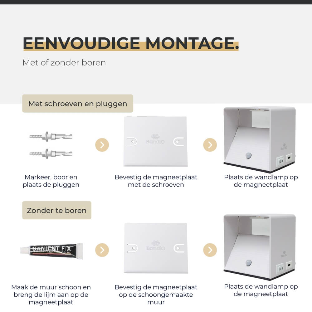 Wandlamp oplaadbaar met sensor wit