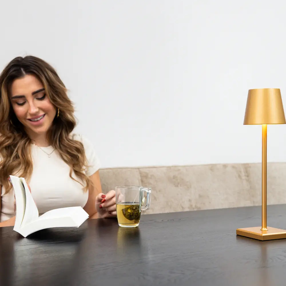 Tafellamp oplaadbaar + dimfunctie goud