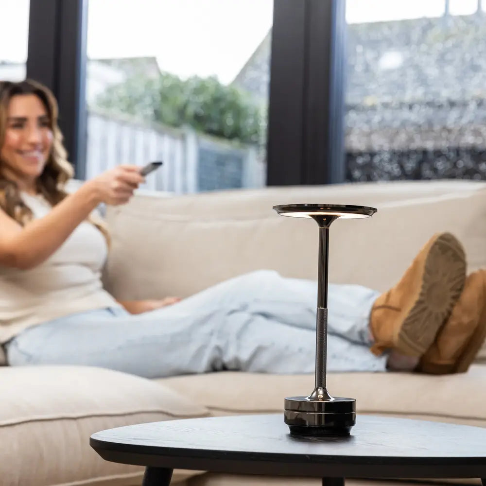 Tafellamp oplaadbaar + dimfunctie parel zwart