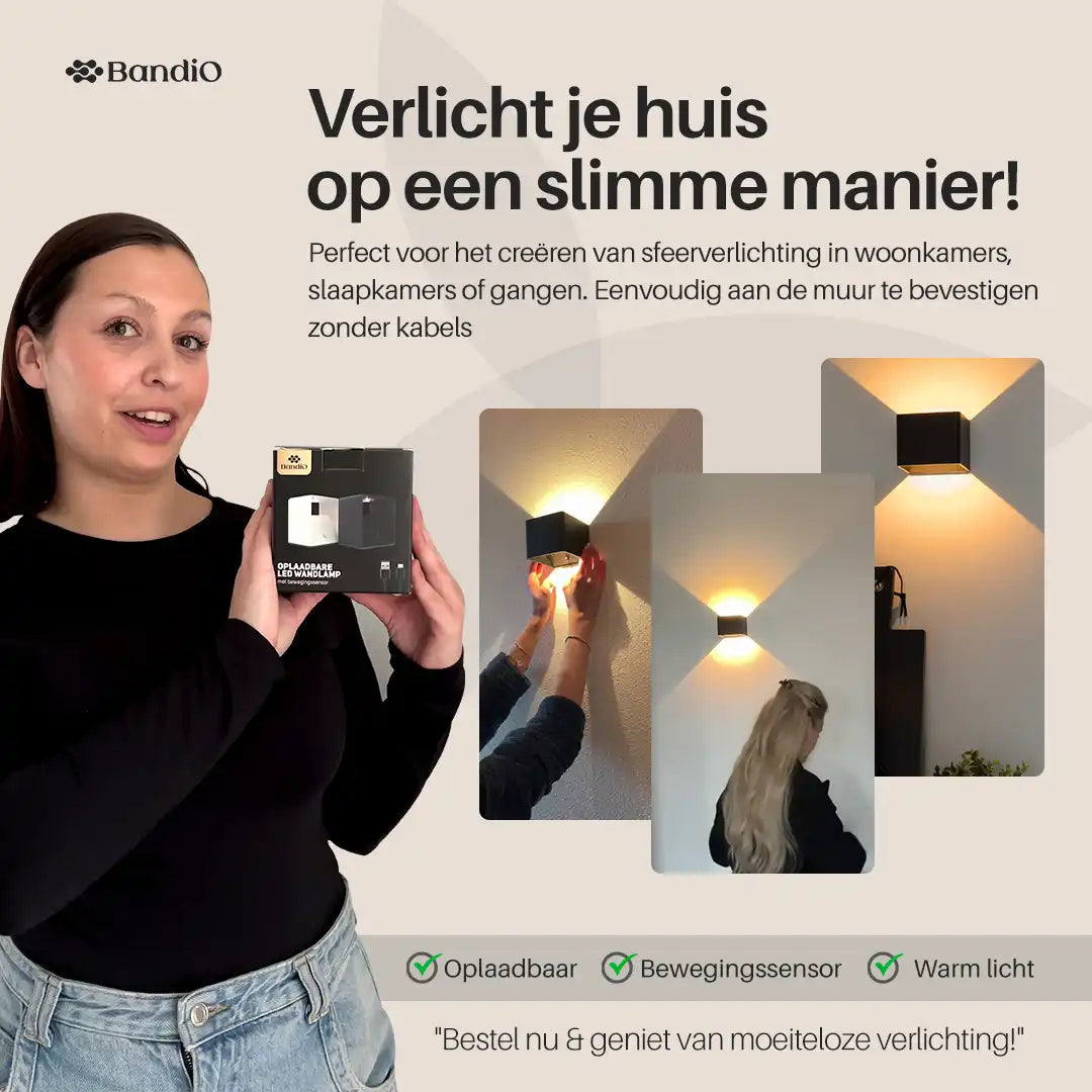 Wandlamp oplaadbaar met sensor zwart