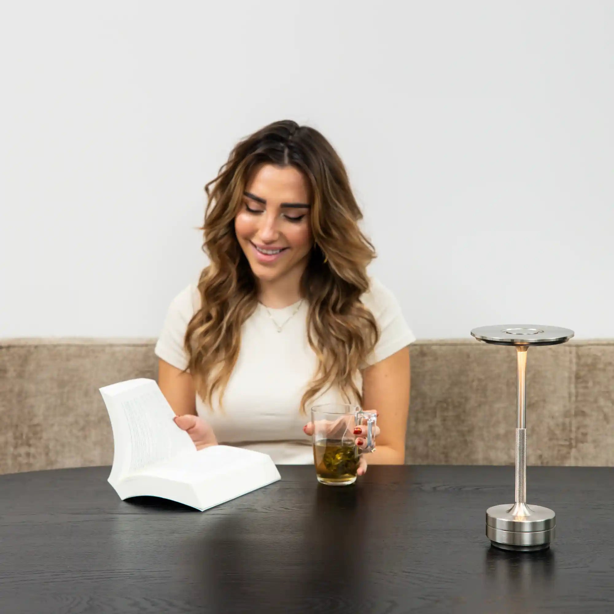 Tafellamp oplaadbaar + dimfunctie zilver